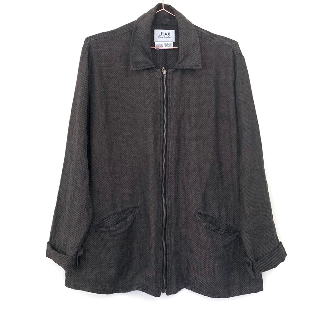 FLAX Linen Zip Up Lightweight Jacket